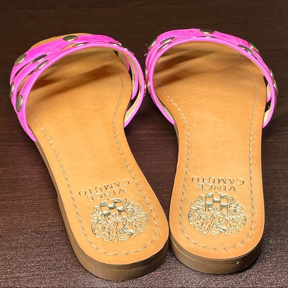 Vince Camuto Women's Studded Slip On Slide Sandal Vazista Pop Pink Pop Gloss New - Picture 6 of 16